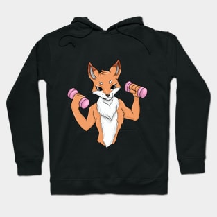 Fox at bodybuilding with dumbbells Hoodie